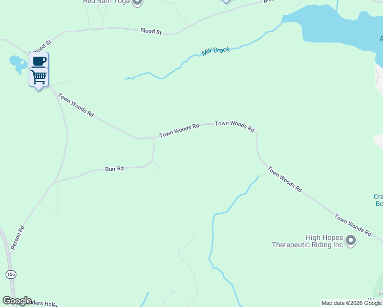 map of restaurants, bars, coffee shops, grocery stores, and more near 116 Town Woods Road in Lyme