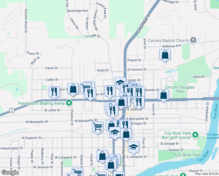 map of restaurants, bars, coffee shops, grocery stores, and more near 216 Deleon Street in Ottawa