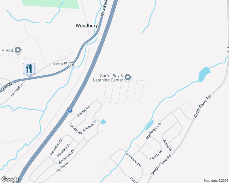 map of restaurants, bars, coffee shops, grocery stores, and more near 24 Highland Drive in Woodbury