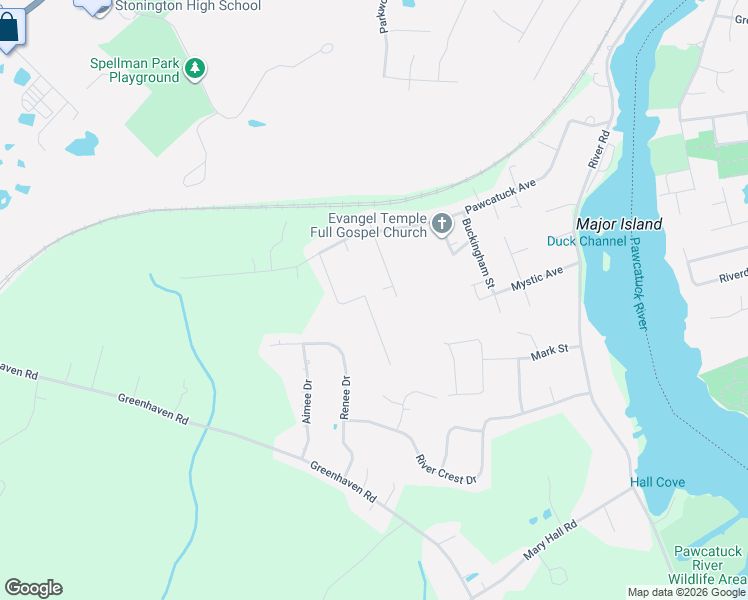 map of restaurants, bars, coffee shops, grocery stores, and more near 40 Foote Street in Stonington