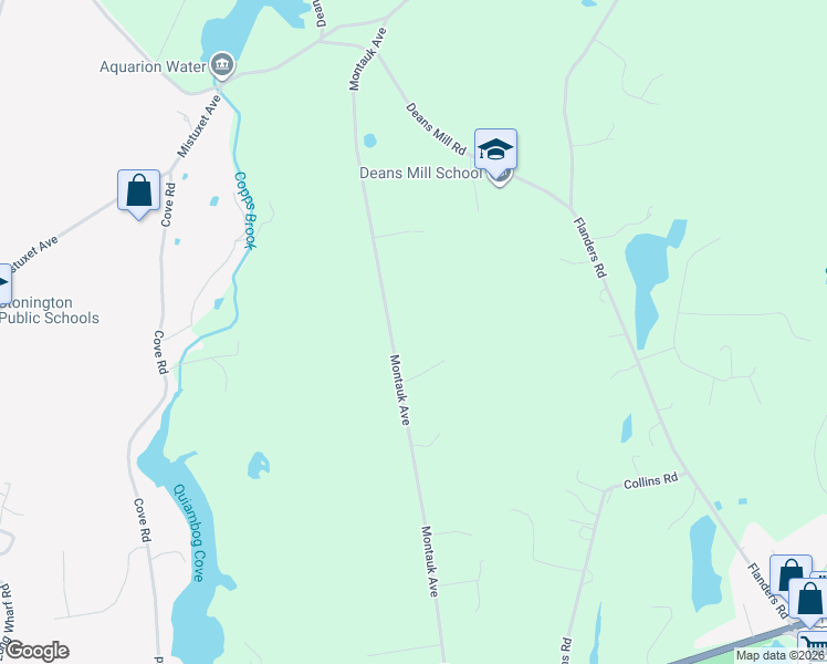 map of restaurants, bars, coffee shops, grocery stores, and more near 174 Montauk Avenue in Stonington