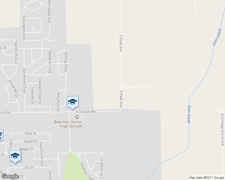 map of restaurants, bars, coffee shops, grocery stores, and more near 29340 South Park Avenue in Beecher