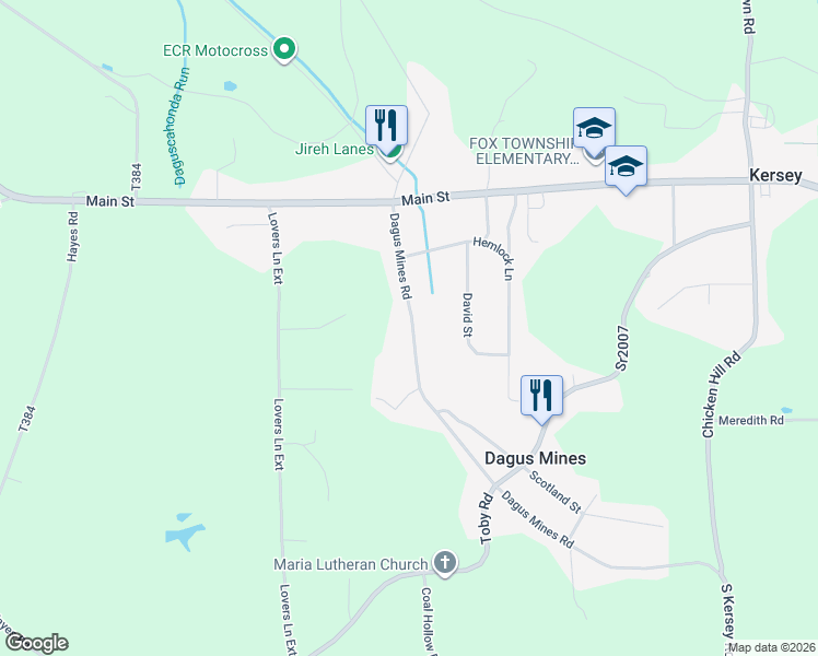 map of restaurants, bars, coffee shops, grocery stores, and more near 132 Dagus Mines Road in Kersey