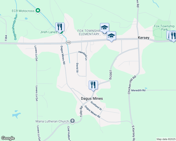 map of restaurants, bars, coffee shops, grocery stores, and more near 139 Hemlock Lane in Kersey