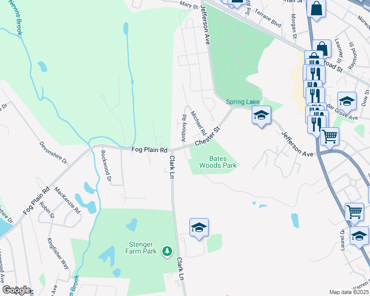 map of restaurants, bars, coffee shops, grocery stores, and more near 4 Davis Farm Way in Waterford