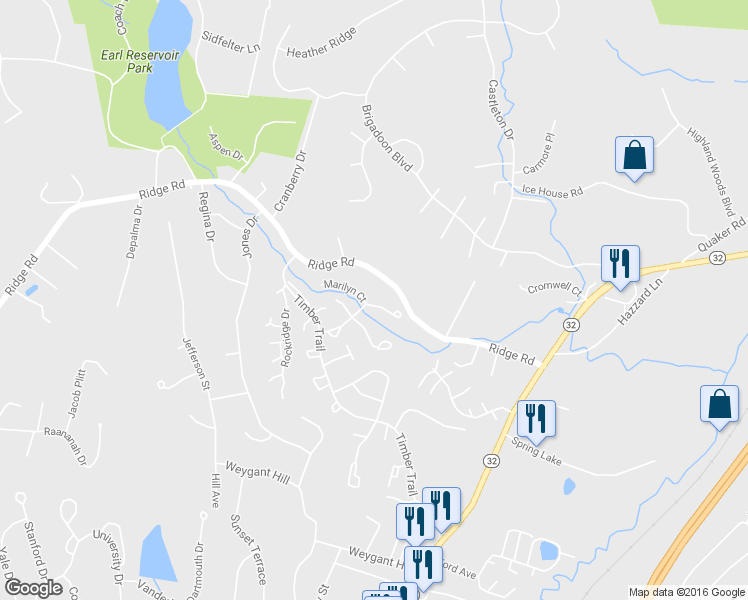 map of restaurants, bars, coffee shops, grocery stores, and more near 5 Plum Court in Woodbury