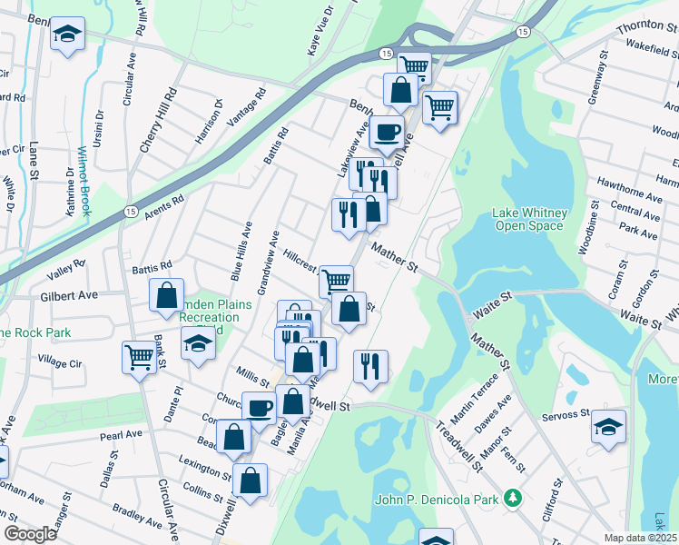 map of restaurants, bars, coffee shops, grocery stores, and more near 1676 Dixwell Avenue in Hamden