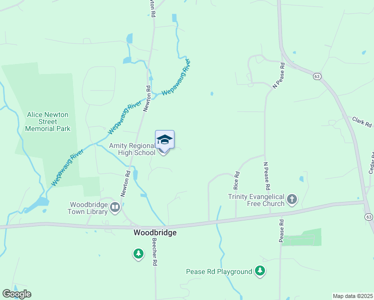 map of restaurants, bars, coffee shops, grocery stores, and more near 25 Newton Road in Woodbridge