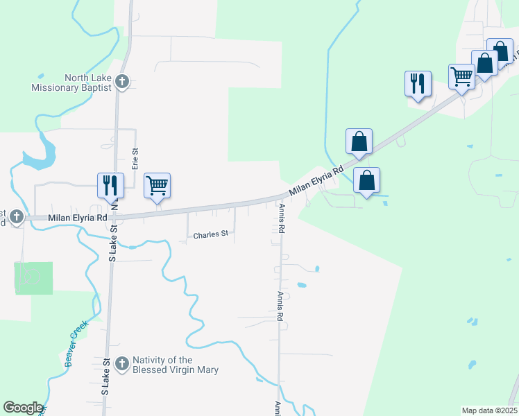 map of restaurants, bars, coffee shops, grocery stores, and more near 311 East Main Street in South Amherst