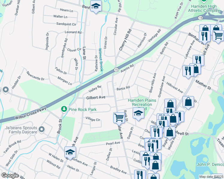 map of restaurants, bars, coffee shops, grocery stores, and more near 436 Circular Avenue in Hamden