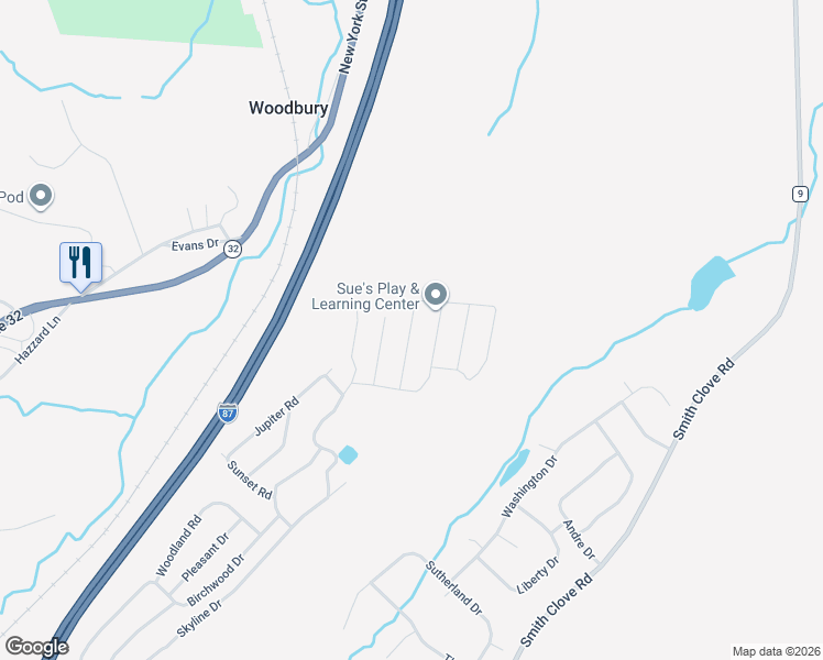 map of restaurants, bars, coffee shops, grocery stores, and more near 24 Highland Drive in Woodbury