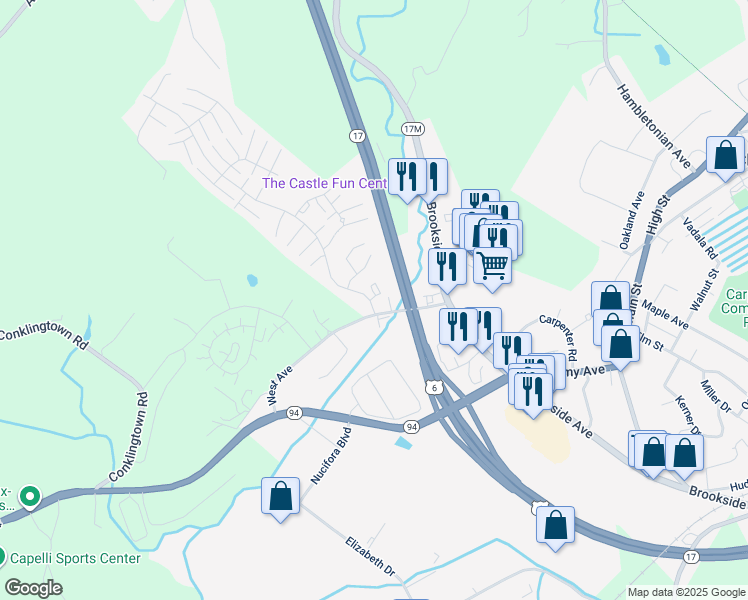 map of restaurants, bars, coffee shops, grocery stores, and more near 4512 Whispering Hills in Chester