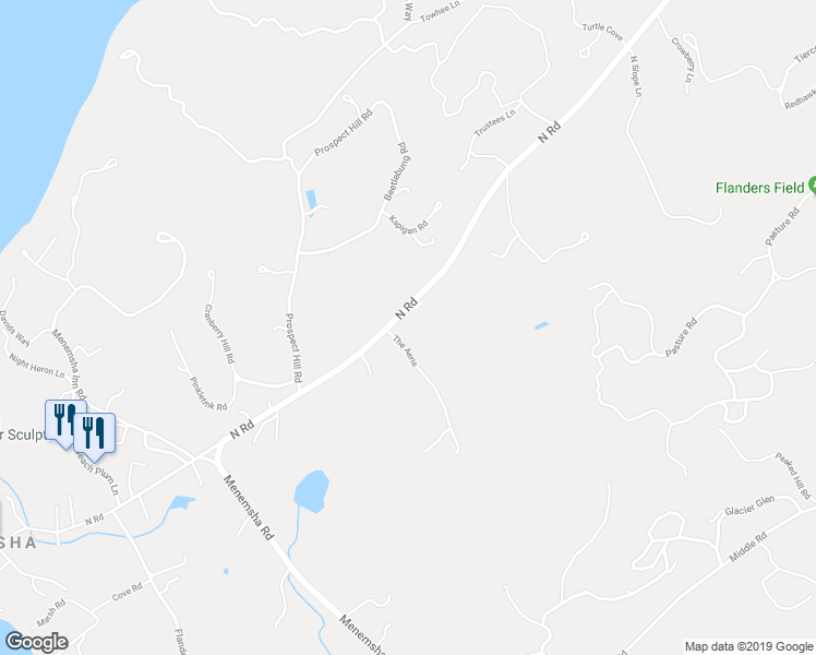 map of restaurants, bars, coffee shops, grocery stores, and more near 402 North Road in Chilmark