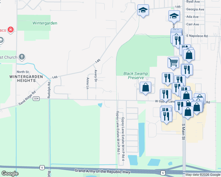 map of restaurants, bars, coffee shops, grocery stores, and more near 609 Jacqueline Pl in Bowling Green