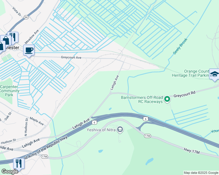 map of restaurants, bars, coffee shops, grocery stores, and more near 191 Lehigh Avenue in Chester