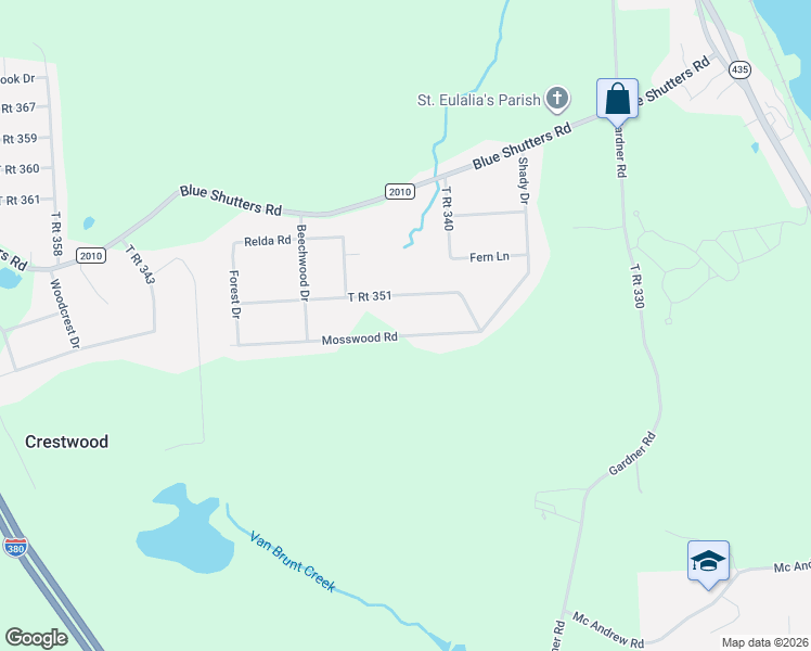 map of restaurants, bars, coffee shops, grocery stores, and more near 108 Mosswood Road in Lackawanna