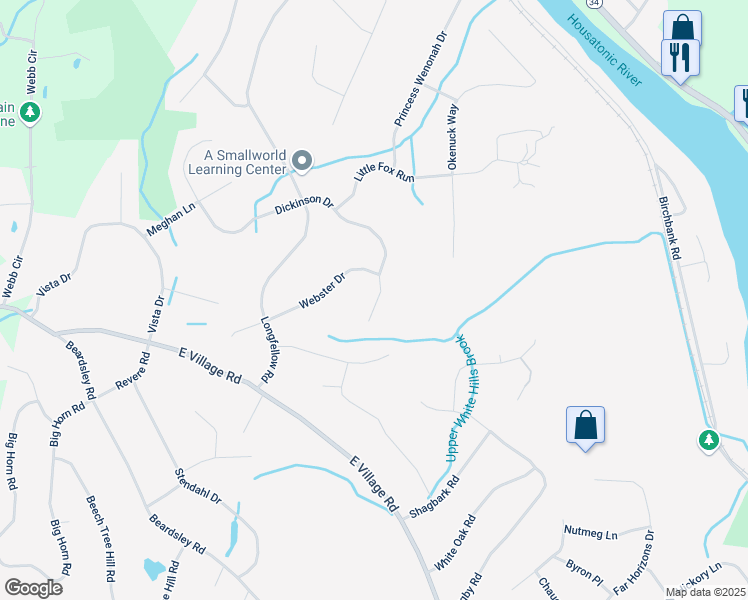 map of restaurants, bars, coffee shops, grocery stores, and more near 97 Dickinson Drive in Shelton