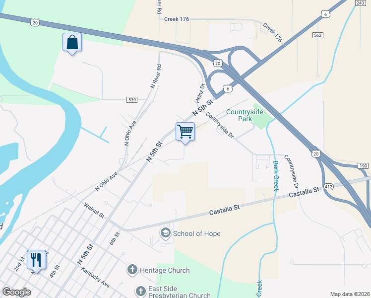 map of restaurants, bars, coffee shops, grocery stores, and more near 1109 South Bloom Road in Fremont
