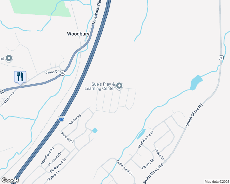 map of restaurants, bars, coffee shops, grocery stores, and more near 24 Highland Drive in Woodbury