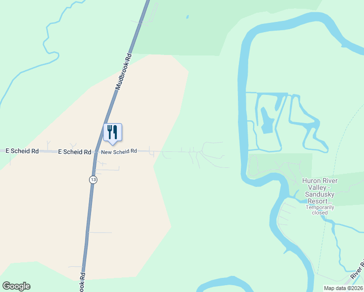 map of restaurants, bars, coffee shops, grocery stores, and more near 3509 Scheid Road in Huron