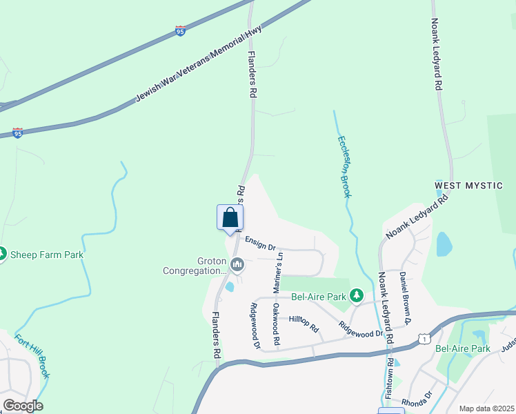 map of restaurants, bars, coffee shops, grocery stores, and more near 8 Ensign Drive in Groton