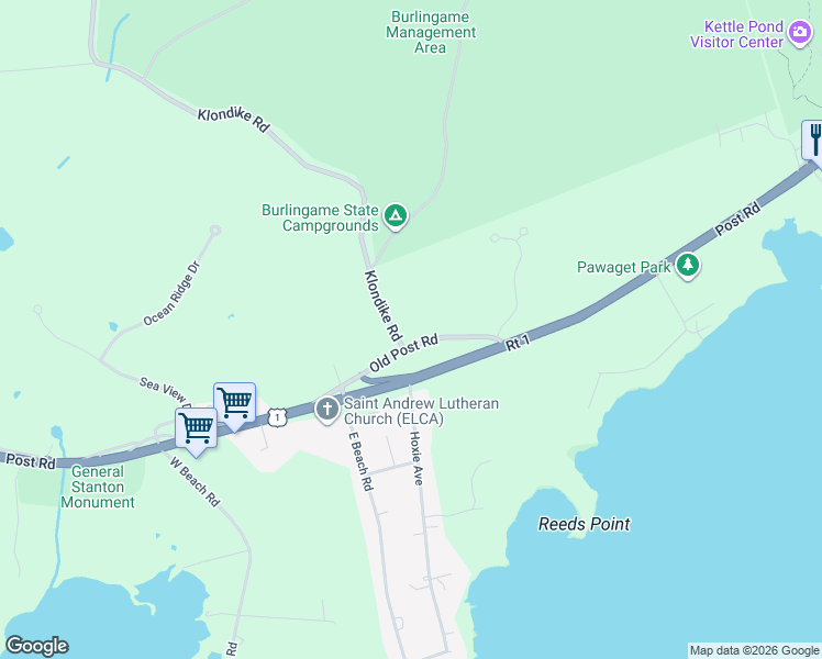 map of restaurants, bars, coffee shops, grocery stores, and more near 5047 Old Post Road in Charlestown