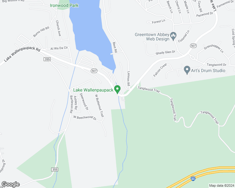 map of restaurants, bars, coffee shops, grocery stores, and more near Lake Wallenpaupack Road in Greentown
