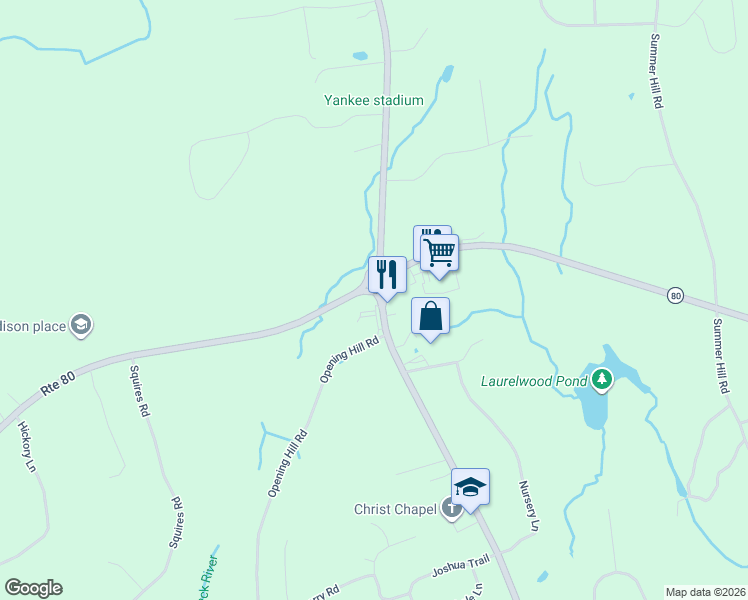 map of restaurants, bars, coffee shops, grocery stores, and more near 1281 Durham Road in Madison