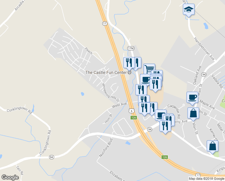 map of restaurants, bars, coffee shops, grocery stores, and more near 211 Knollcrest Lane in Chester