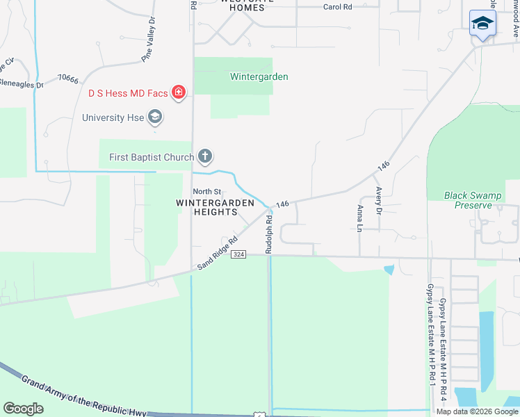 map of restaurants, bars, coffee shops, grocery stores, and more near 1104 Sand Ridge Road in Bowling Green