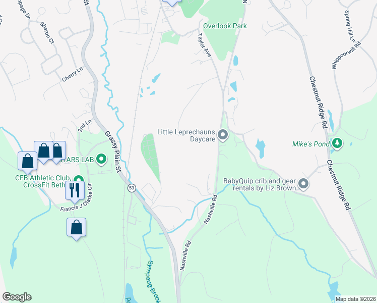 map of restaurants, bars, coffee shops, grocery stores, and more near 97 Nashville Road in Bethel