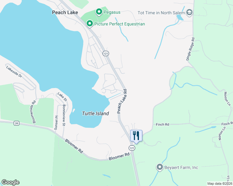 map of restaurants, bars, coffee shops, grocery stores, and more near 11 Lagoon Plaza in North Salem
