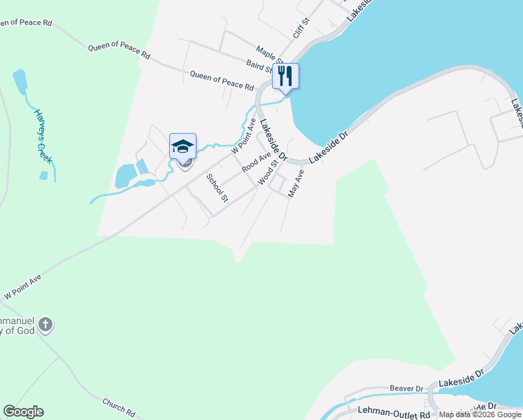 map of restaurants, bars, coffee shops, grocery stores, and more near 24-236 Dudley Street in Harveys Lake