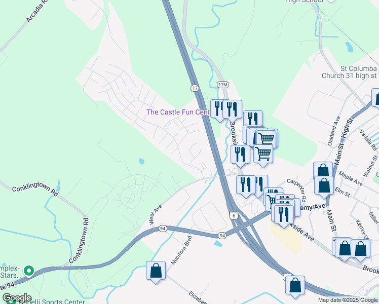 map of restaurants, bars, coffee shops, grocery stores, and more near 301 Knollcrest Lane in Chester