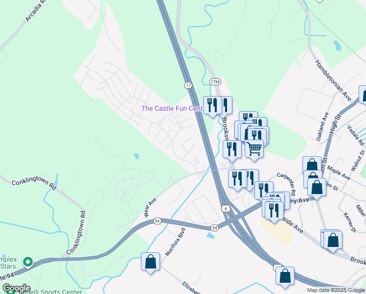 map of restaurants, bars, coffee shops, grocery stores, and more near 300 Knollcrest Lane in Chester