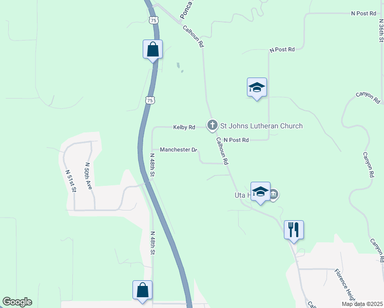 map of restaurants, bars, coffee shops, grocery stores, and more near 4545 Manchester Drive in Omaha