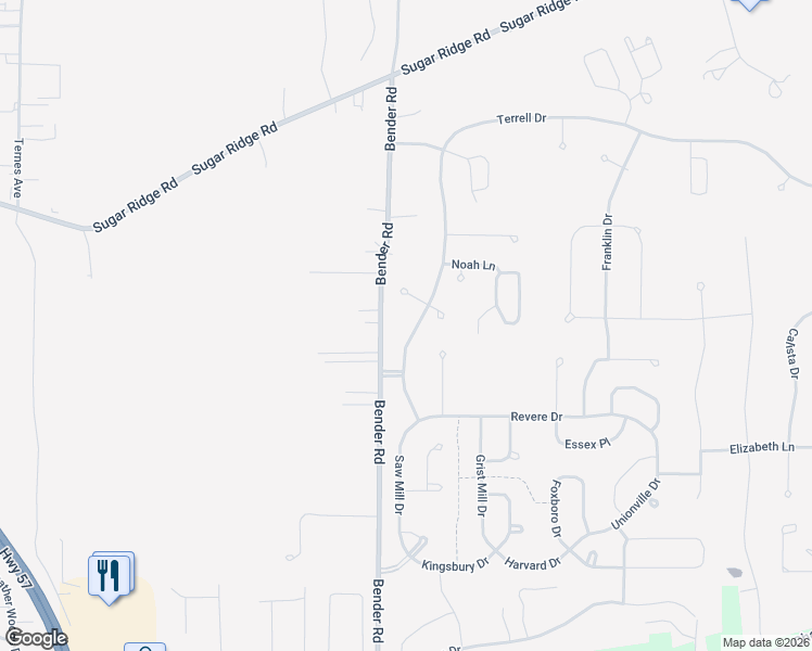 map of restaurants, bars, coffee shops, grocery stores, and more near 38600 Terrell Dr in North Ridgeville