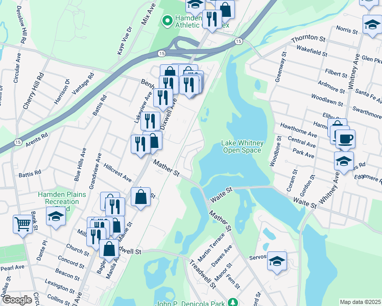 map of restaurants, bars, coffee shops, grocery stores, and more near 60 Connolly Parkway in Hamden