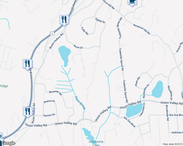 map of restaurants, bars, coffee shops, grocery stores, and more near 93 Dahlia Drive in Mahopac
