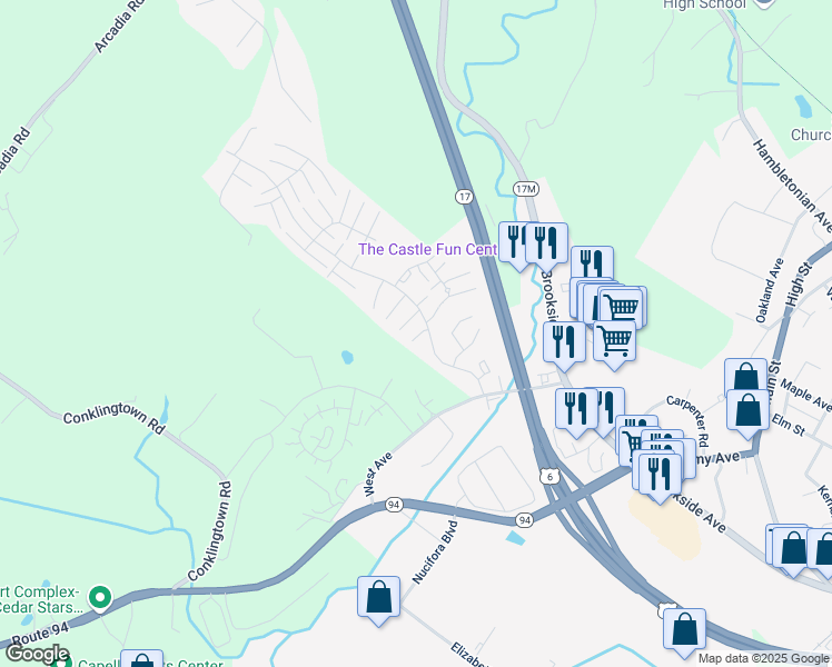 map of restaurants, bars, coffee shops, grocery stores, and more near 1002 Whispering Hills Drive in Chester