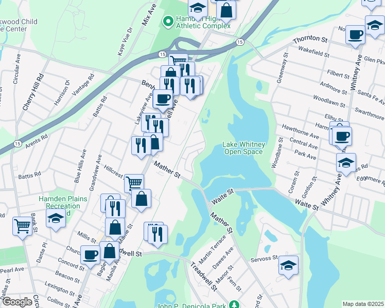 map of restaurants, bars, coffee shops, grocery stores, and more near 60 Connolly Parkway in Hamden