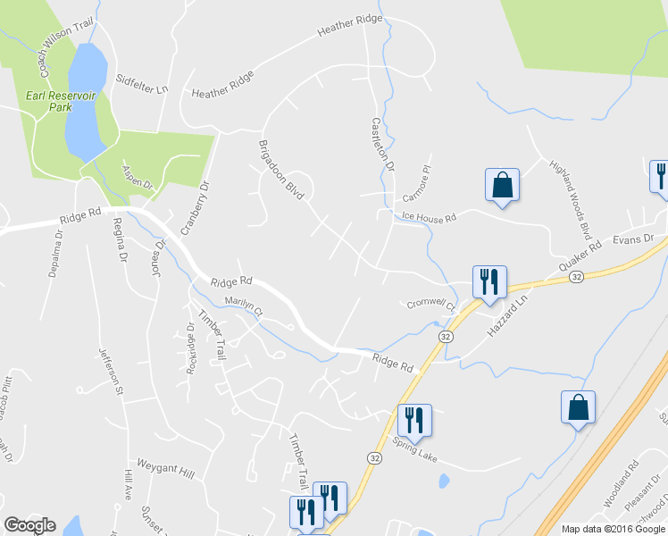 map of restaurants, bars, coffee shops, grocery stores, and more near 9 Waverly Court in Woodbury