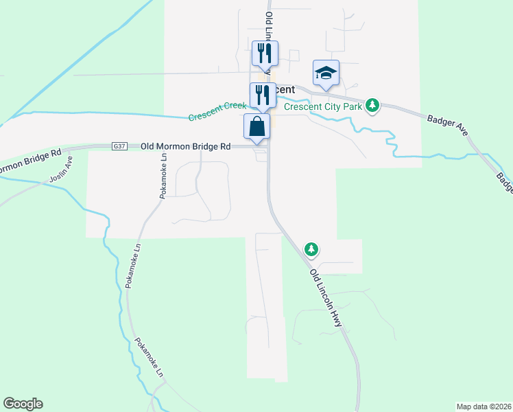 map of restaurants, bars, coffee shops, grocery stores, and more near 208 Old Lincoln Highway in Crescent