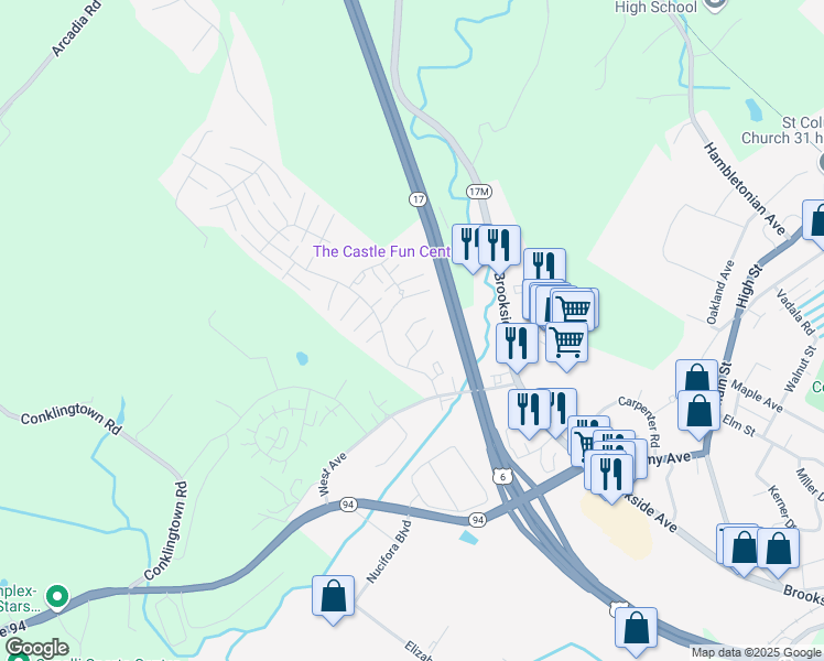 map of restaurants, bars, coffee shops, grocery stores, and more near 402 Knollcrest Lane in Chester