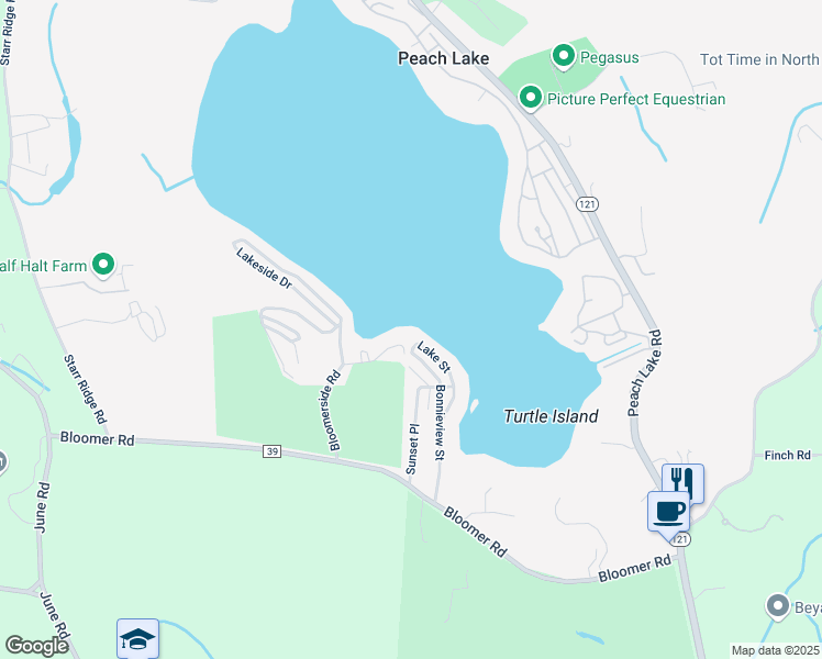 map of restaurants, bars, coffee shops, grocery stores, and more near 79 Cove Road in North Salem