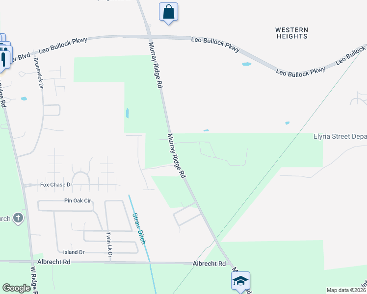 map of restaurants, bars, coffee shops, grocery stores, and more near 9005 Murray Ridge Road in Elyria
