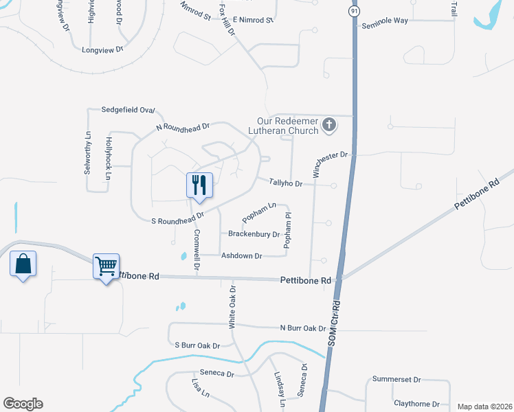 map of restaurants, bars, coffee shops, grocery stores, and more near 33087 Popham Lane in Solon