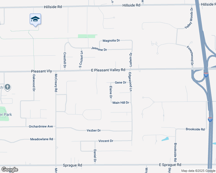 map of restaurants, bars, coffee shops, grocery stores, and more near 7530 Elaine Drive in Seven Hills
