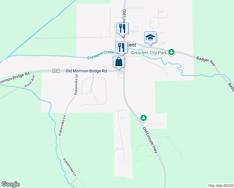 map of restaurants, bars, coffee shops, grocery stores, and more near 208 Old Lincoln Highway in Crescent