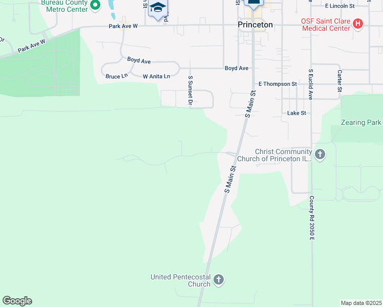 map of restaurants, bars, coffee shops, grocery stores, and more near 400 West Bryant Circle Drive in Princeton